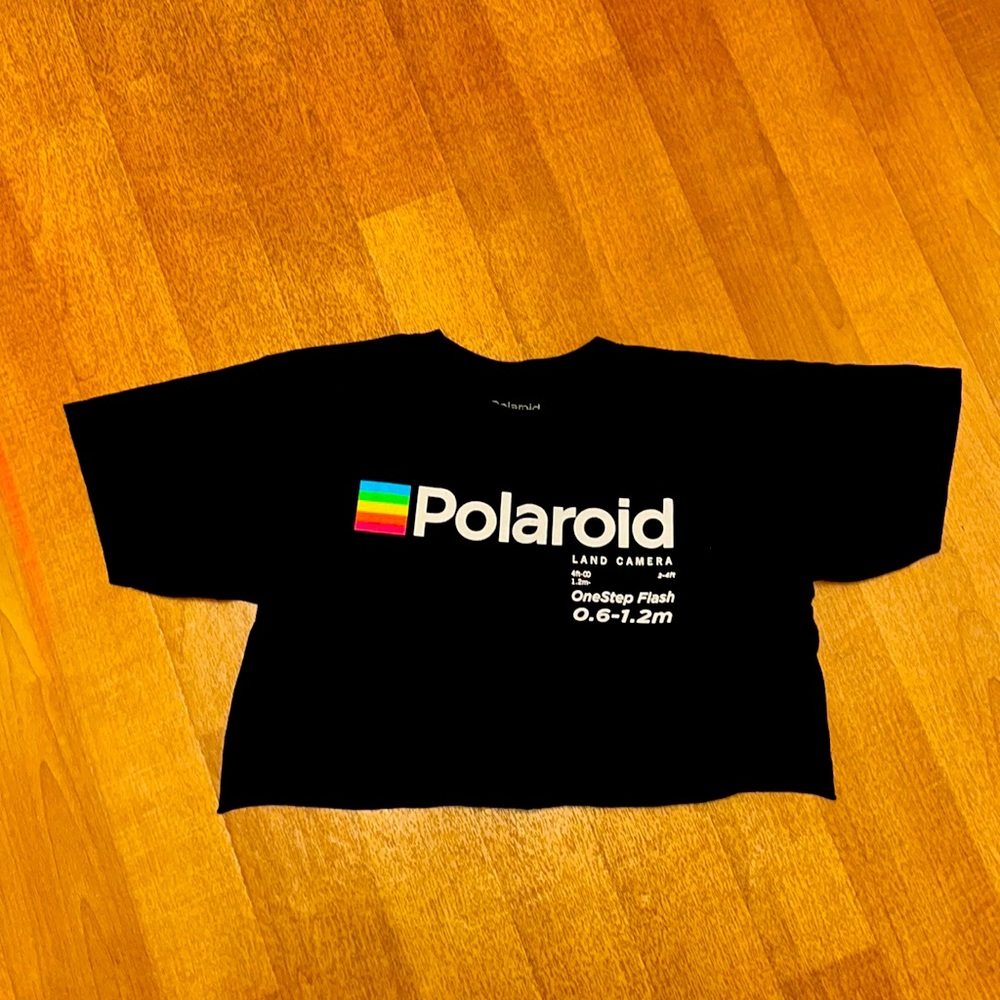 Polaroid crop top girl size 13/14 black
